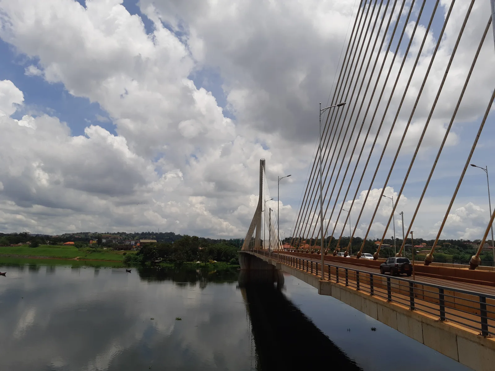 The Source of the Nile Bridge crossing the river at Jinja, Uganda.