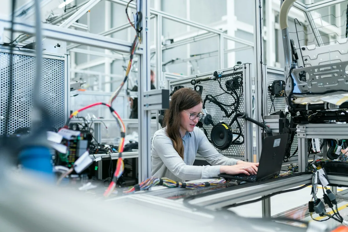 Engineer working with industrial equipment