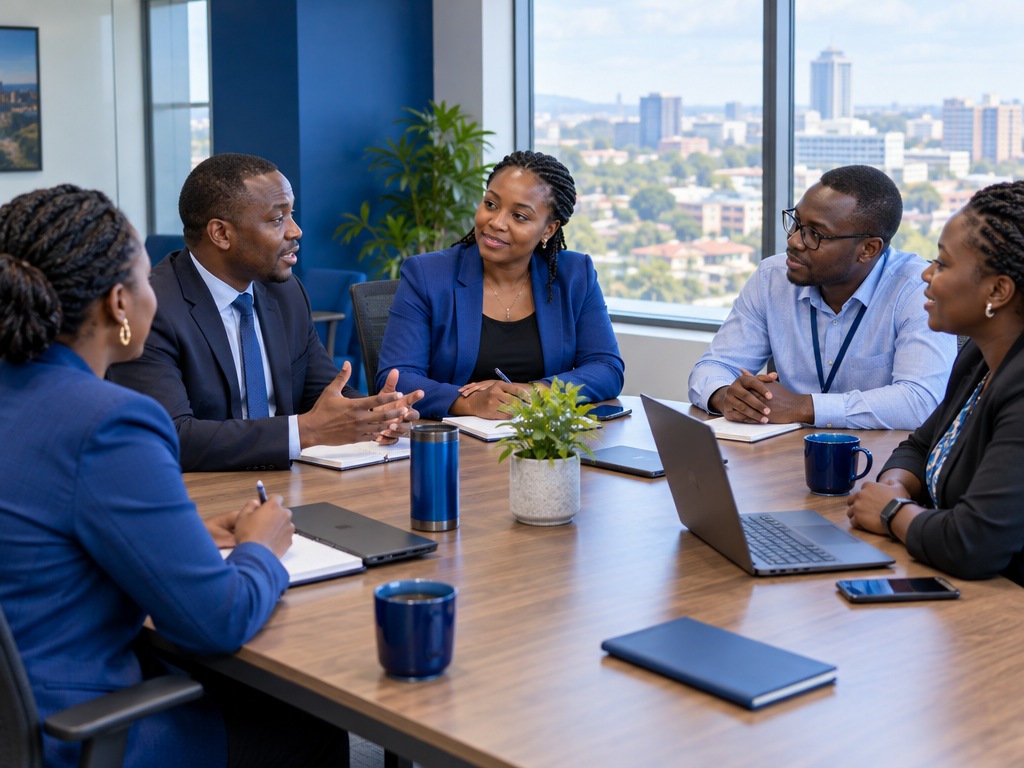 A professional team discussing workforce priorities